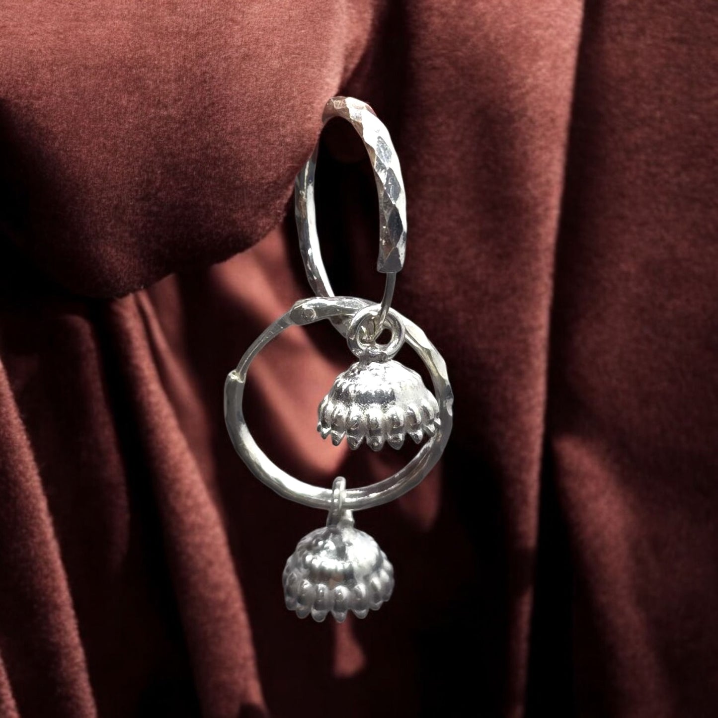 Traditional Silver Jhumka Hoop Earrings