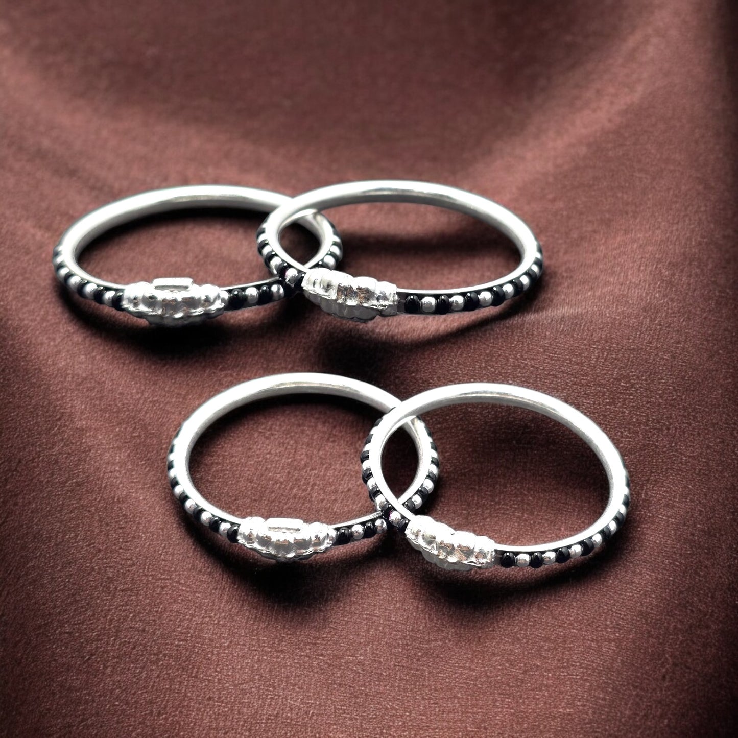 Traditional Black Beaded Baby Hand Kada  (Pair)