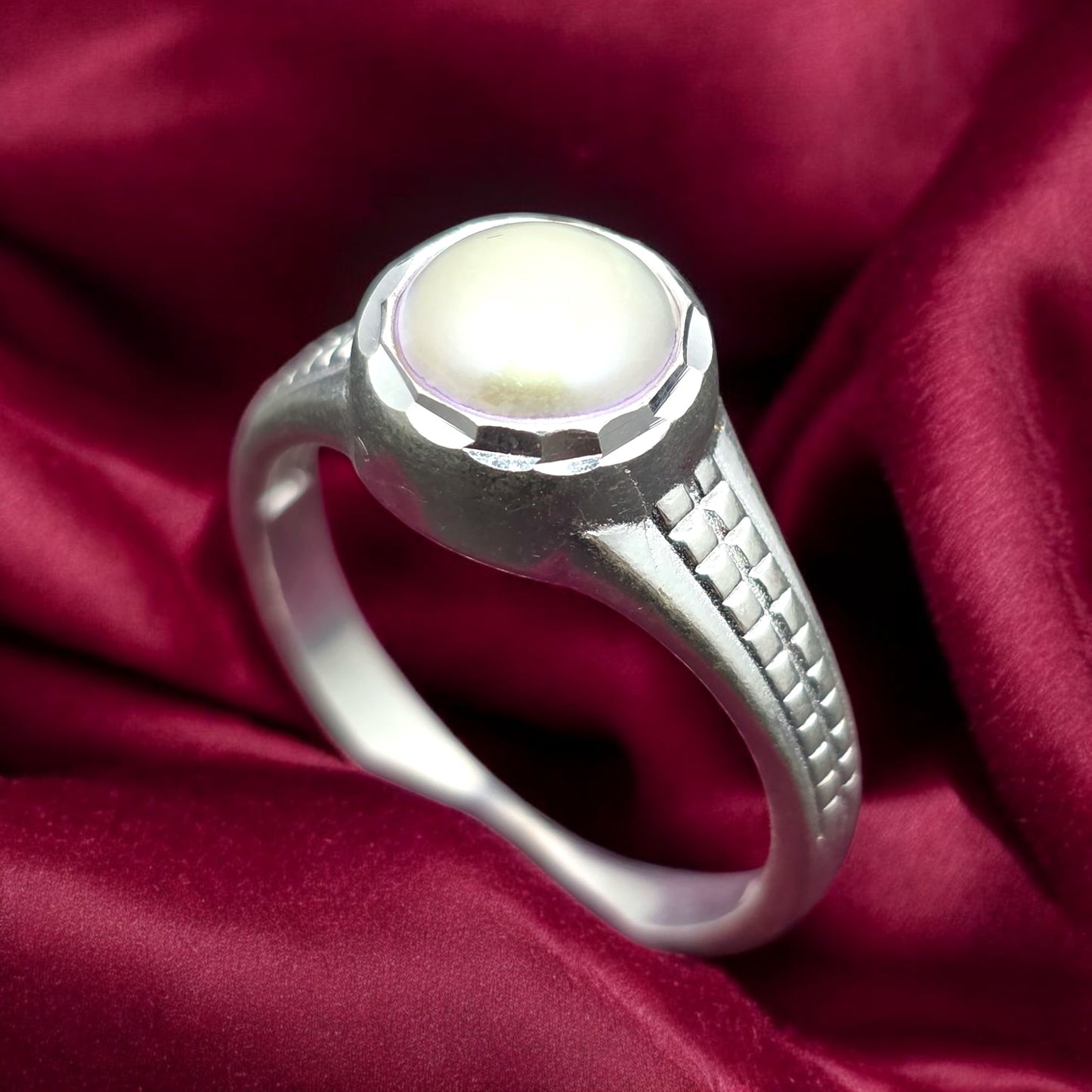 Pearl Crown Gents Ring