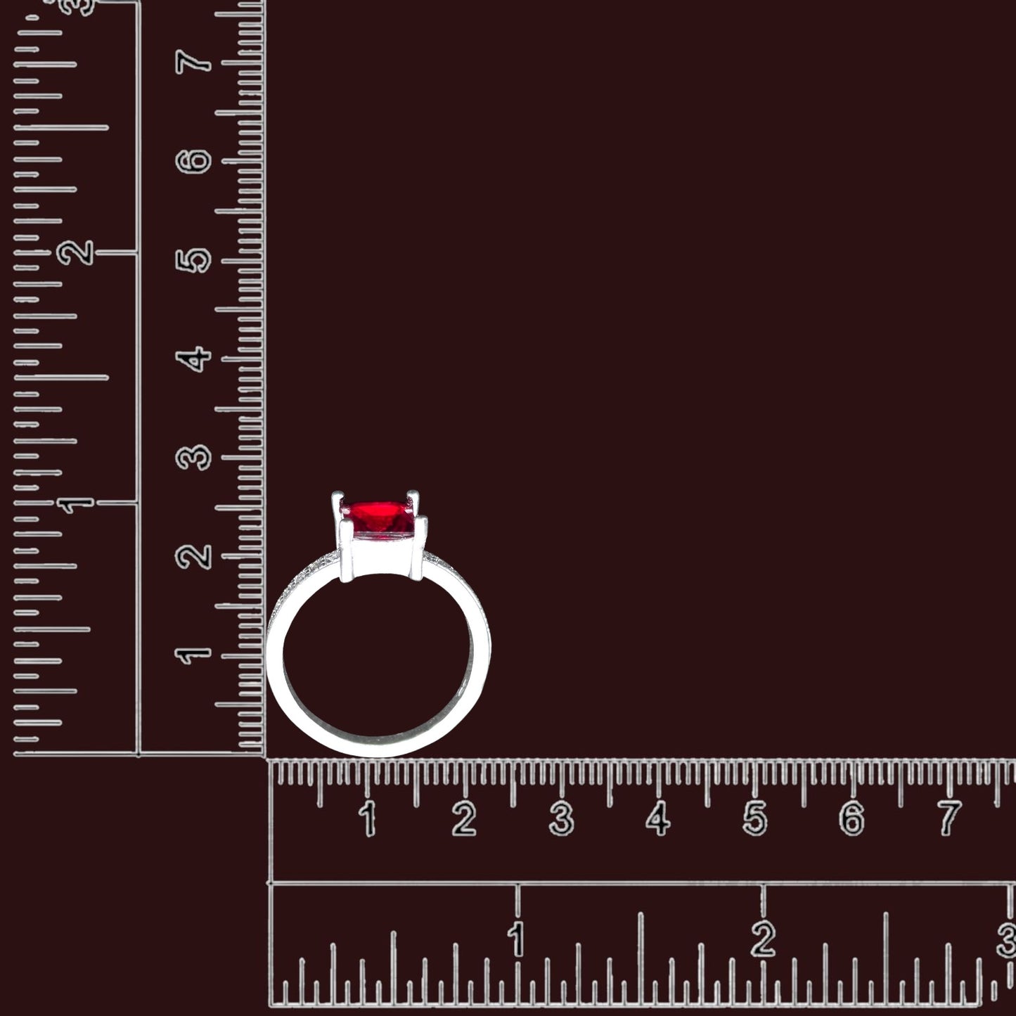 Red Square Solitaire Ladies Ring