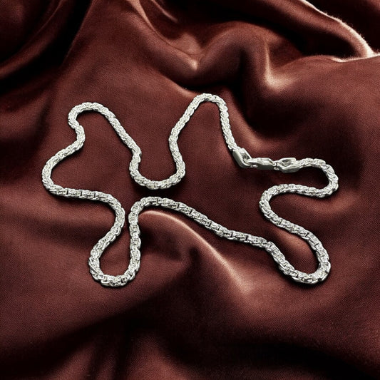 Bold Byzantine Silver Finish Chain – Stylish & Durable for Men 20 Inches