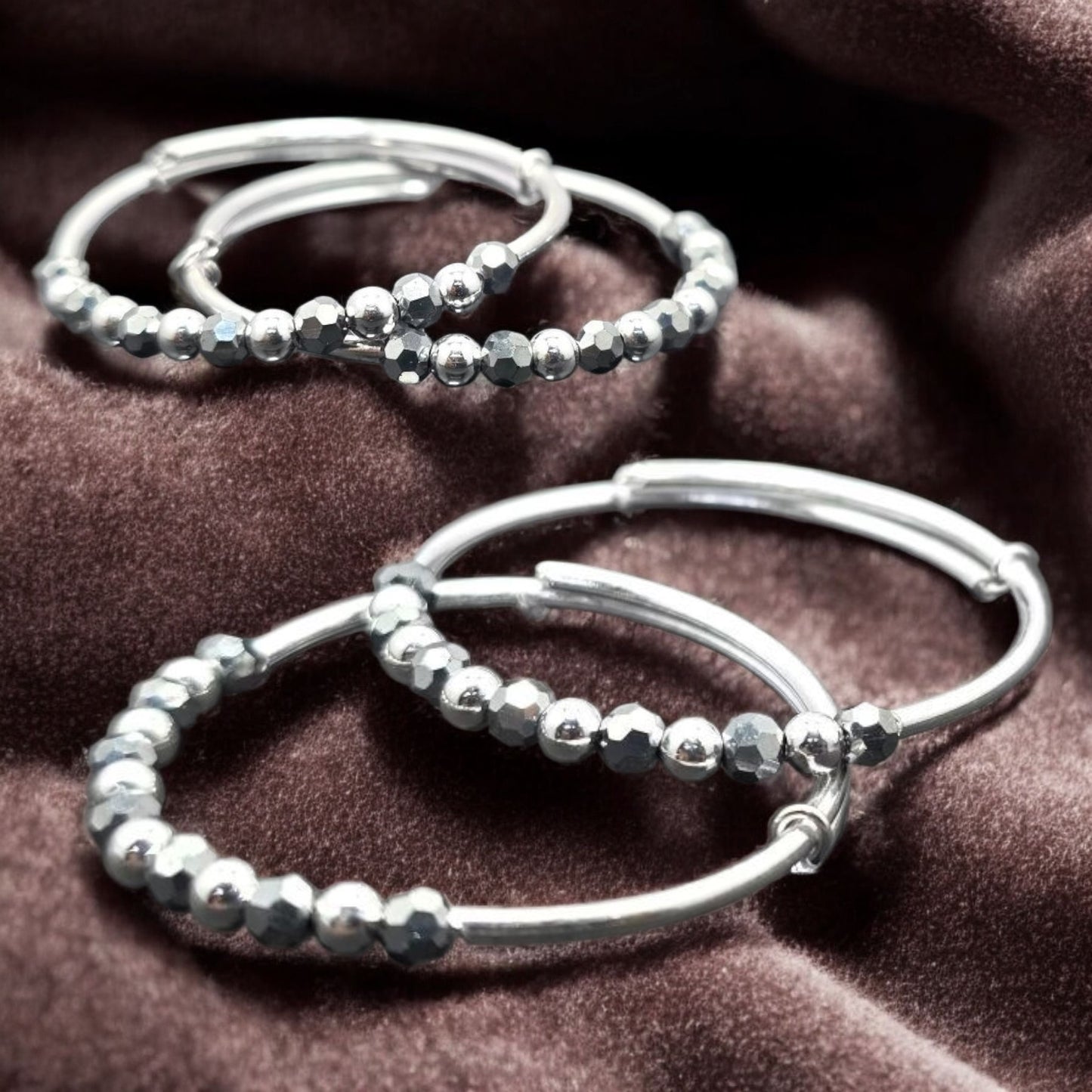 Baby Silver Beaded Kada  (Pair)