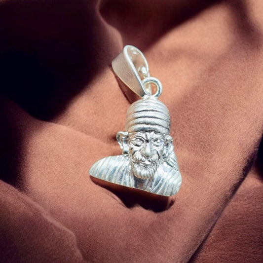 Sai Baba Silver Bust Pendant – Faith, Hope & Divine Presence
