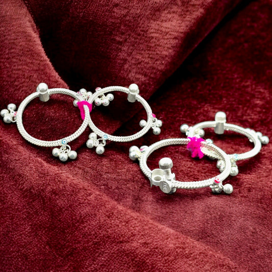 Baby Silver Leg Kada – Gentle Elegance for Little Ankles (Pair)