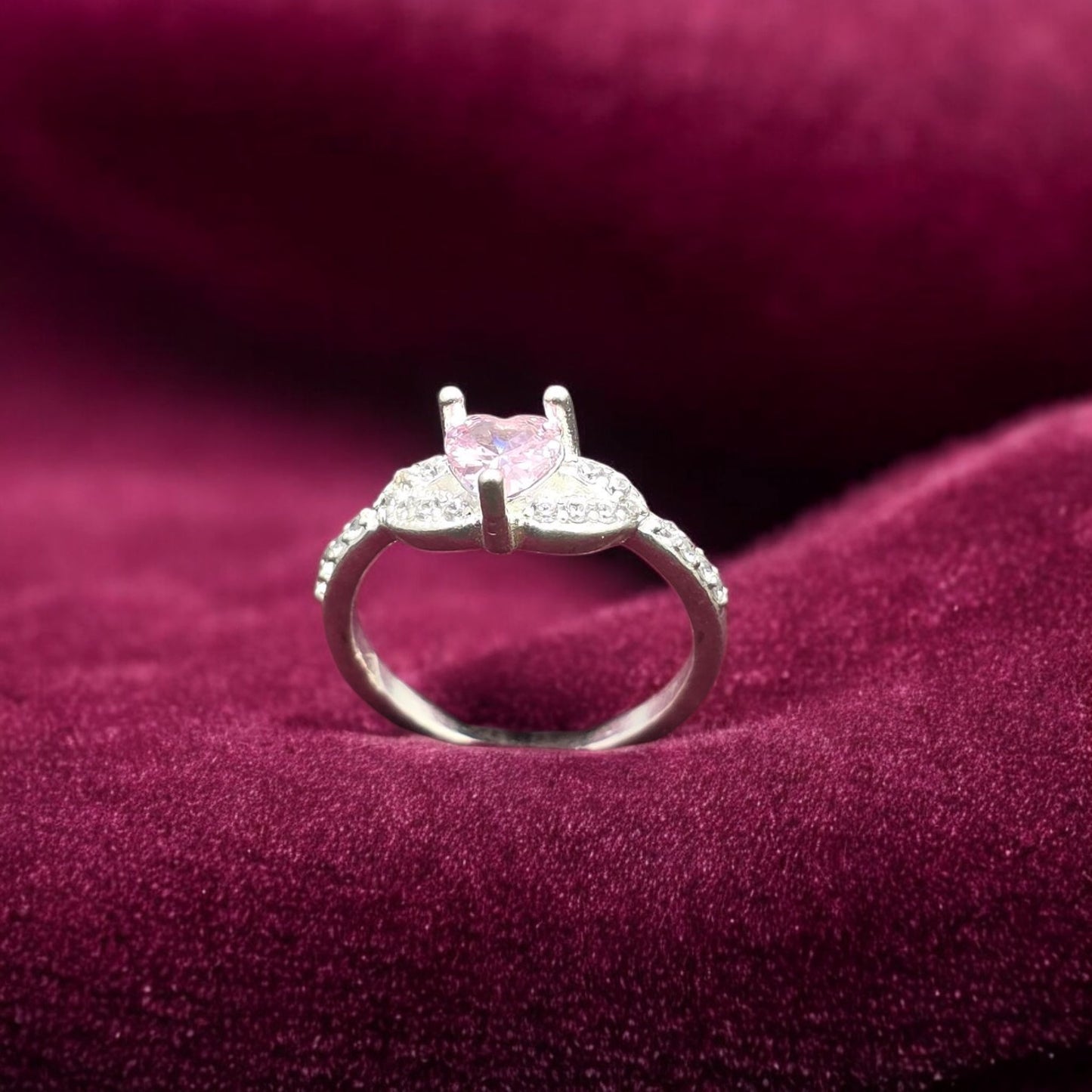 Pink Heart Sparkle Ladies Ring