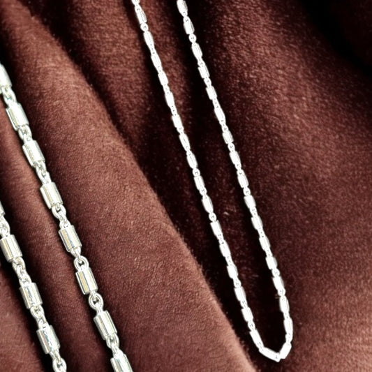 Men’s Silver Bar Link Chain – Sleek & Structured 20 Inches