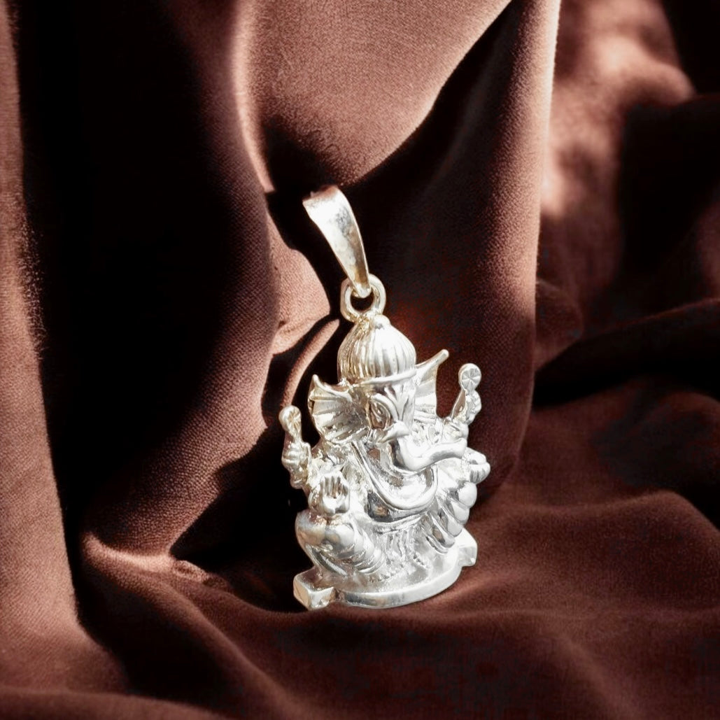 Seated Lord Ganesha Silver Pendant – Blessings of Wisdom & Prosperity