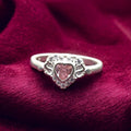 Pink Diamond Heart Halo Ladies Ring