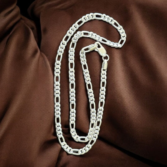 Men’s Silver Figaro Chain – Signature Shine  20 Inches