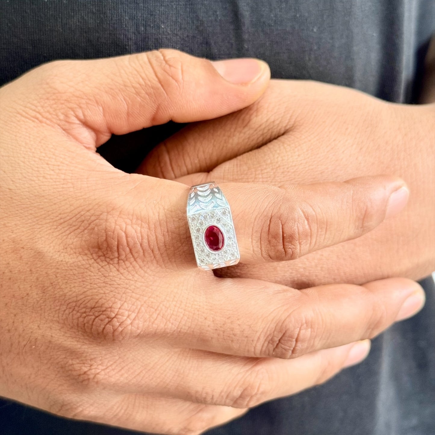 Ruby Crest Gents Ring