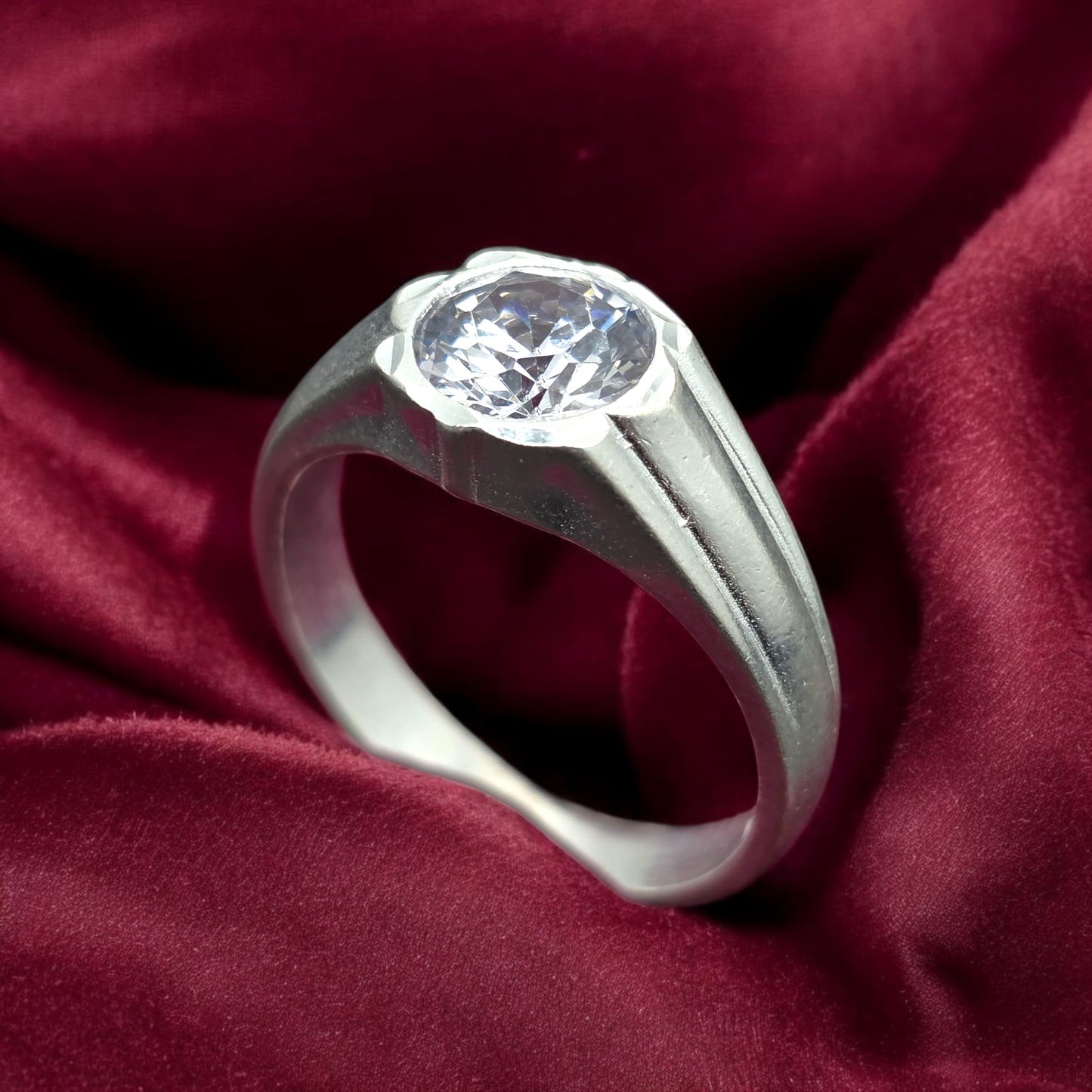 Crown Solitaire Gents Ring