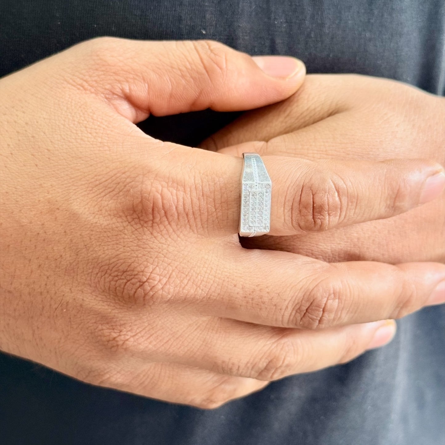 Twin Brick CZ Gents Ring