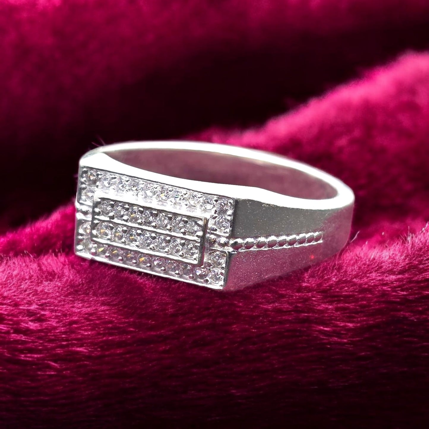 Twin Brick CZ Gents Ring
