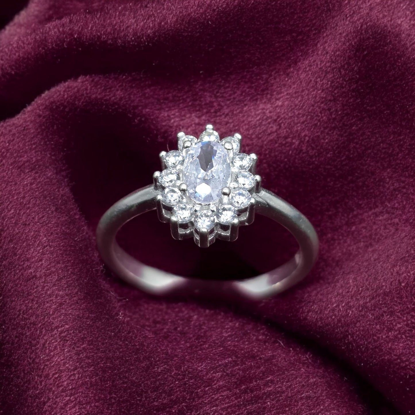 Oval White Blossom Ladies Ring