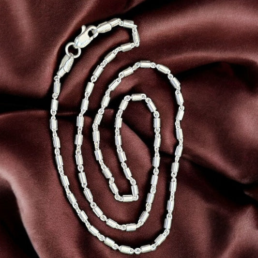 Men’s Silver Bar Link Chain – Sleek & Structured 20 Inches