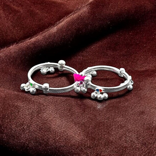 Baby Silver Leg Kada – Gentle Elegance for Little Ankles (Pair)