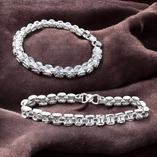 Bold Barrel Link Silver Bracelet