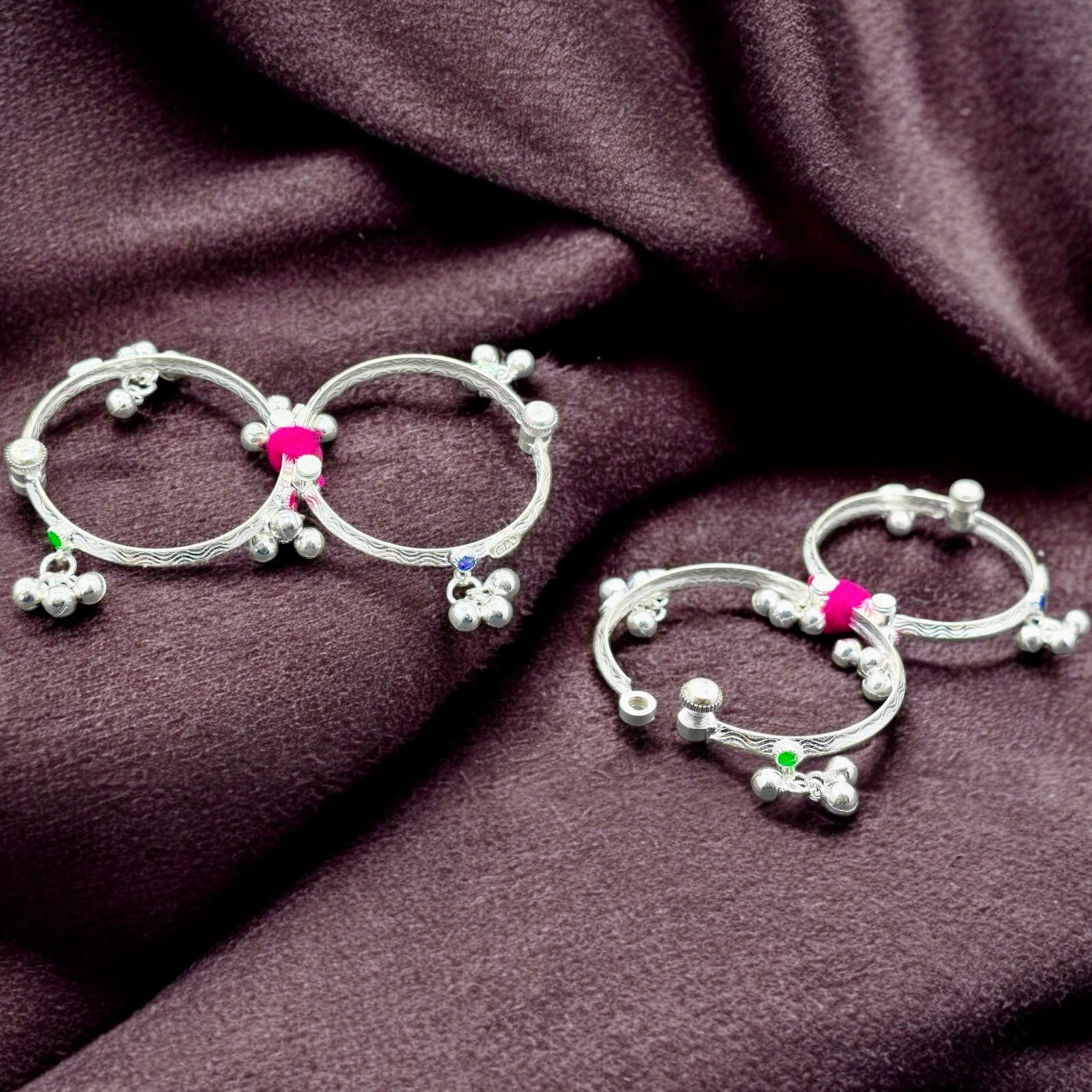 Baby Silver Leg Kada – Gentle Elegance for Little Ankles (Pair)