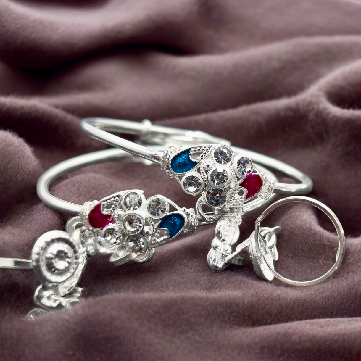 Baby hand kada with finger ring (Pair)