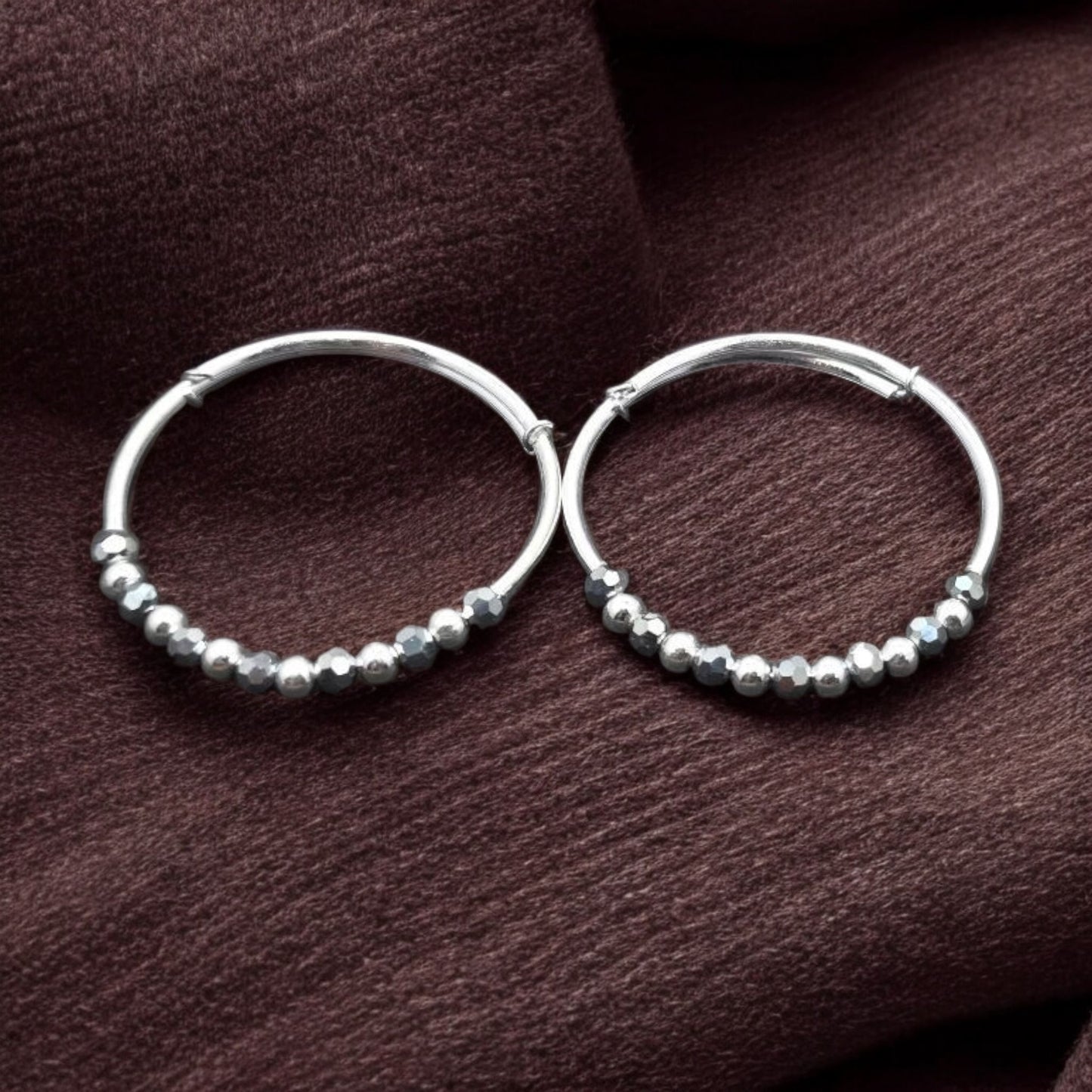 Baby Silver Beaded Kada  (Pair)