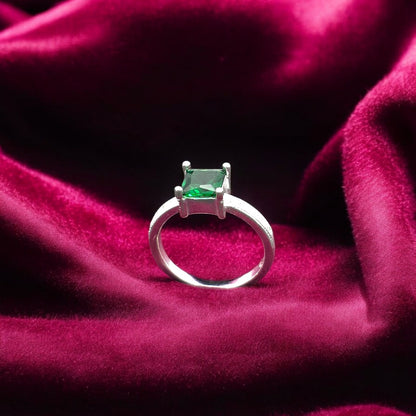 Emerald Square Solitaire Ladies Ring