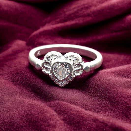 Classic Diamond Heart Halo Ladies Ring