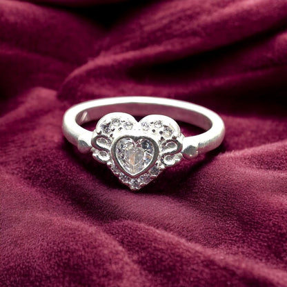 Classic Diamond Heart Halo Ladies Ring