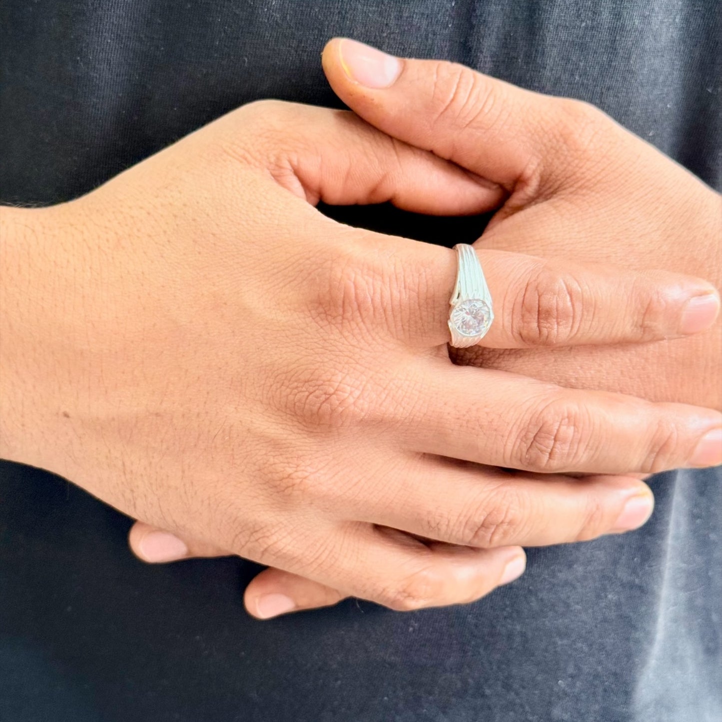 Crown Solitaire Gents Ring