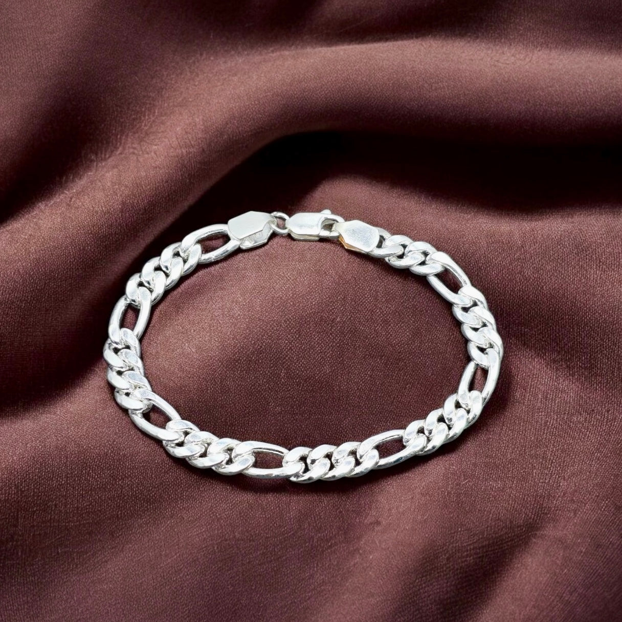 Men’s Silver Figaro Chain Bracelet