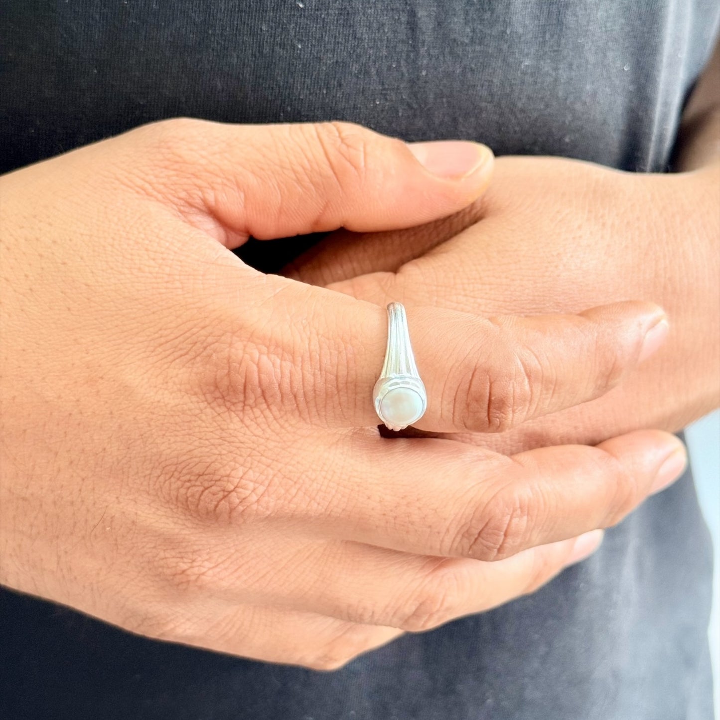 Pearl Crown Gents Ring