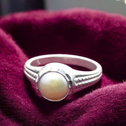 Pearl Crown Gents Ring