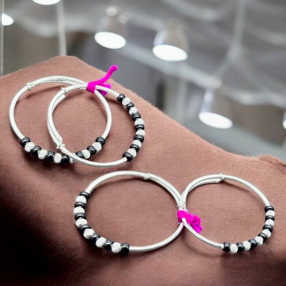 Traditional Black Beaded Baby Hand Kada (Pair)