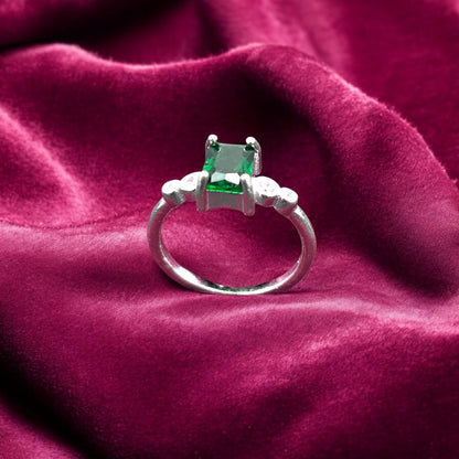 Emerald Square Ladies Ring