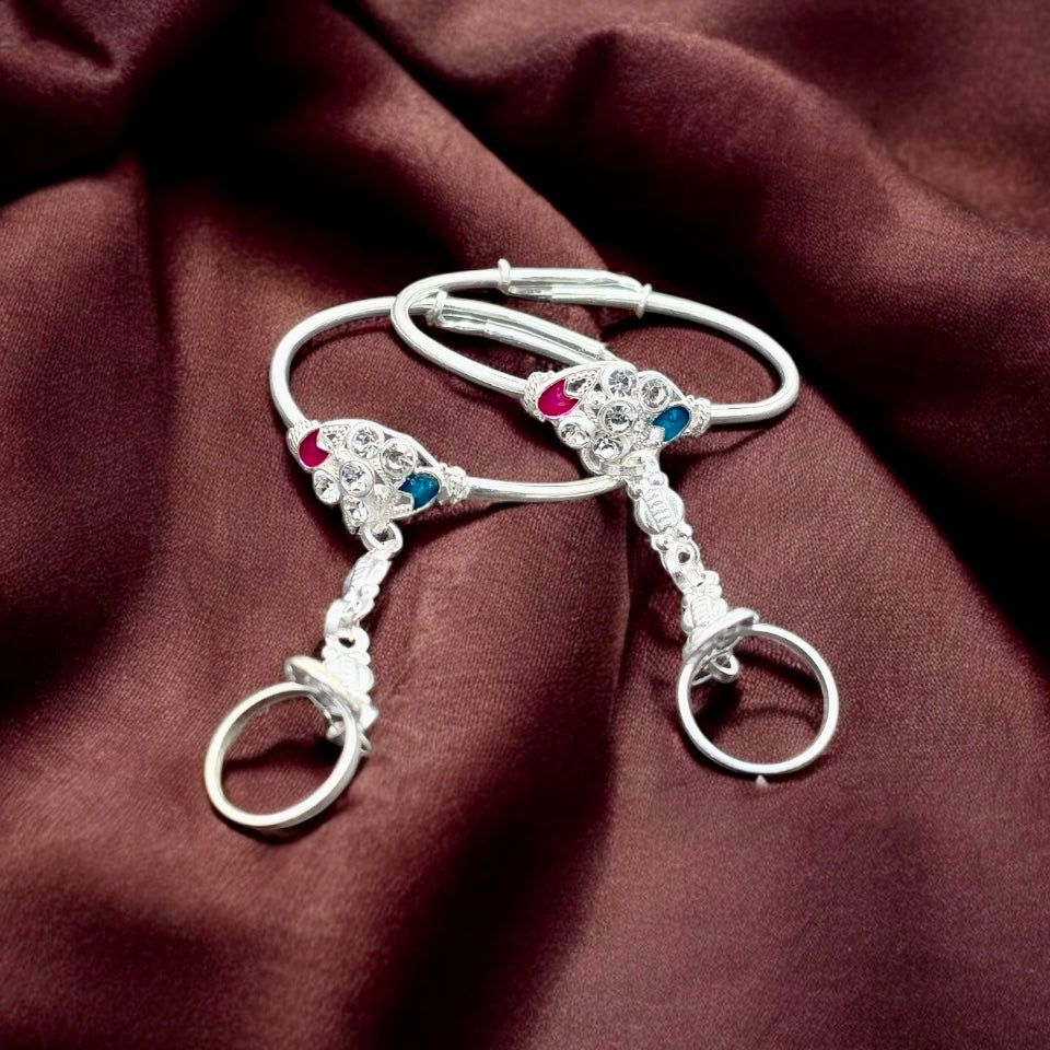 Baby hand kada with finger ring (Pair)