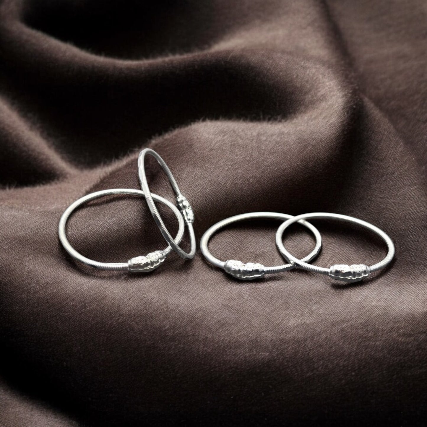 Traditional Baby Silver Hand Kada (Pair)