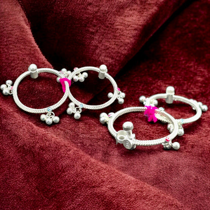 Baby Silver Leg Kada – Gentle Elegance for Little Ankles (Pair)