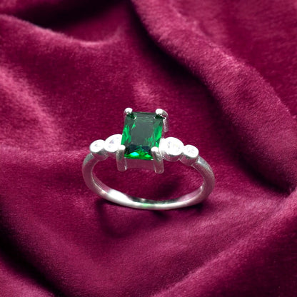 Emerald Square Ladies Ring