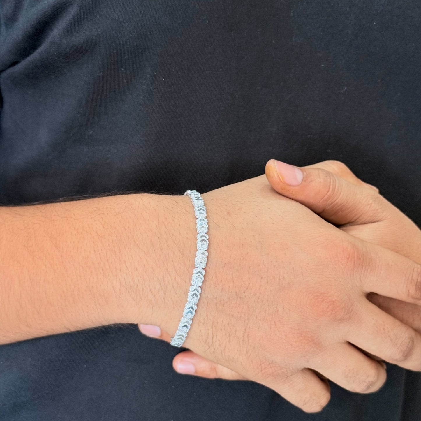 Chevron Charm Silver Bracelet