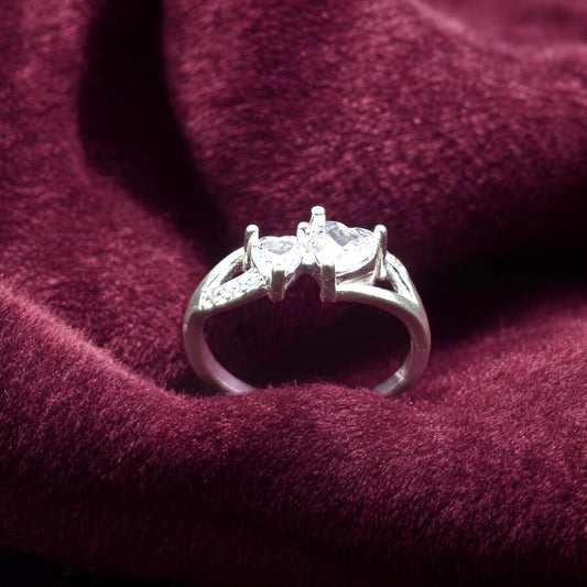 Twin Heart CZ  Ladies  Ring