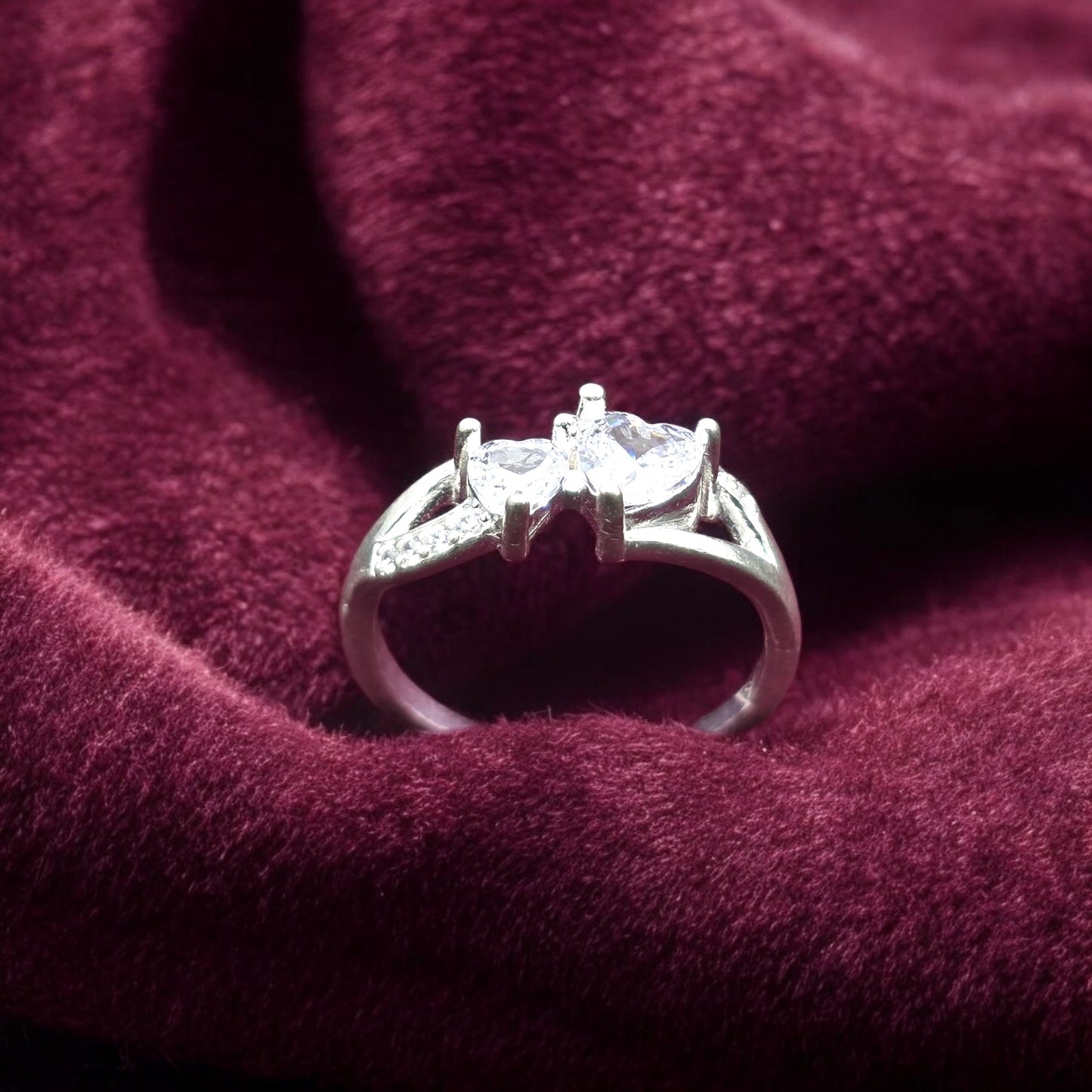 Twin Heart CZ  Ladies  Ring
