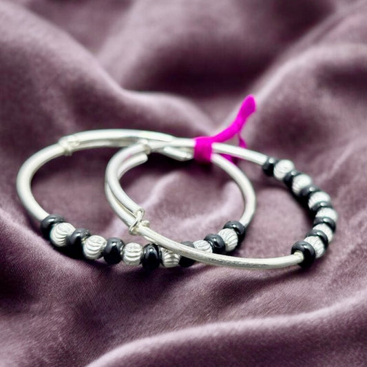 Traditional Black Beaded Baby Hand Kada (Pair)