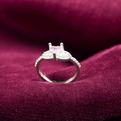 Pink Heart Sparkle Ladies Ring