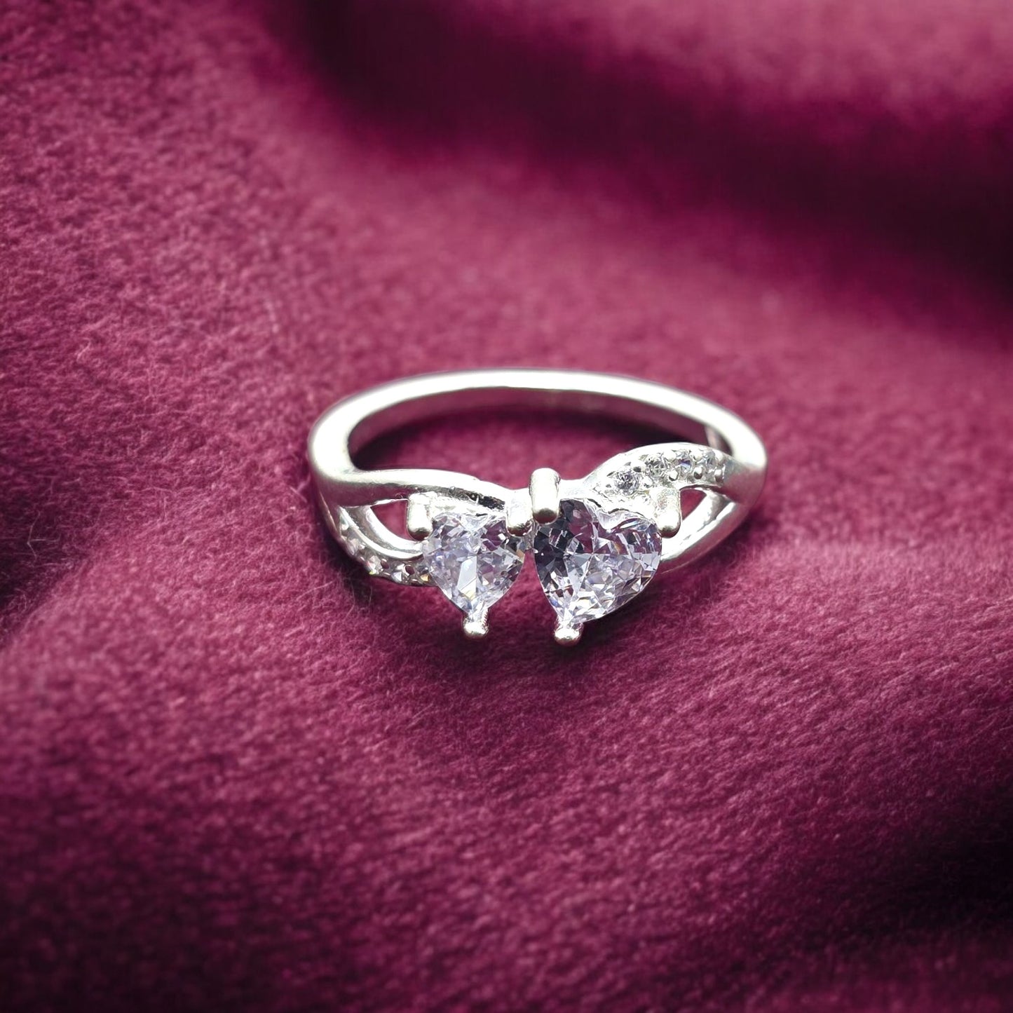 Twin Heart CZ  Ladies  Ring