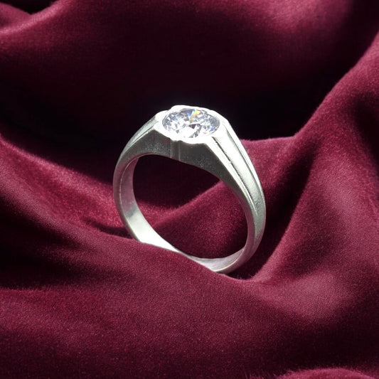 Crown Solitaire Gents Ring