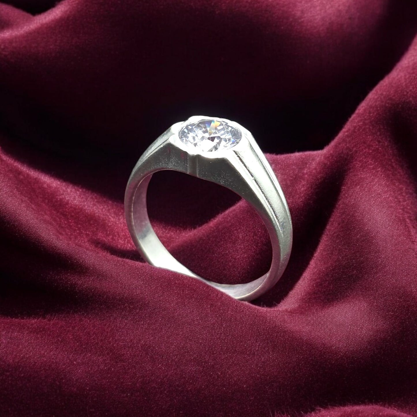 Crown Solitaire Gents Ring
