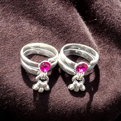 Ruby Drop Ghungroo Toe Rings