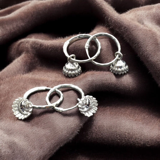 Traditional Silver Jhumka Hoop Earrings