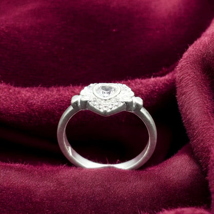 Classic Diamond Heart Halo Ladies Ring