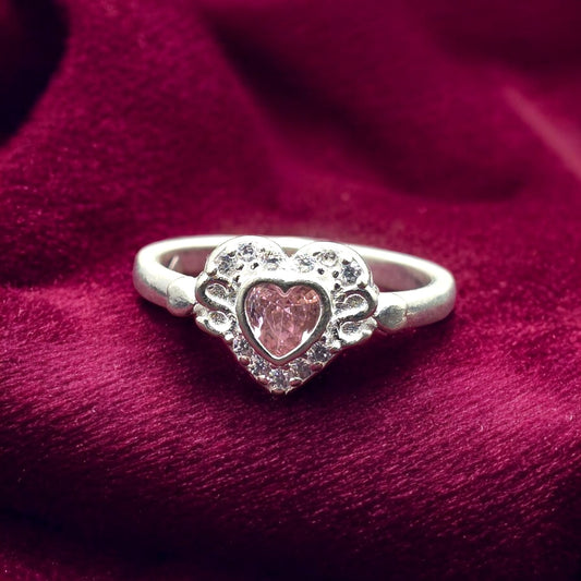 Pink Diamond Heart Halo Ladies Ring