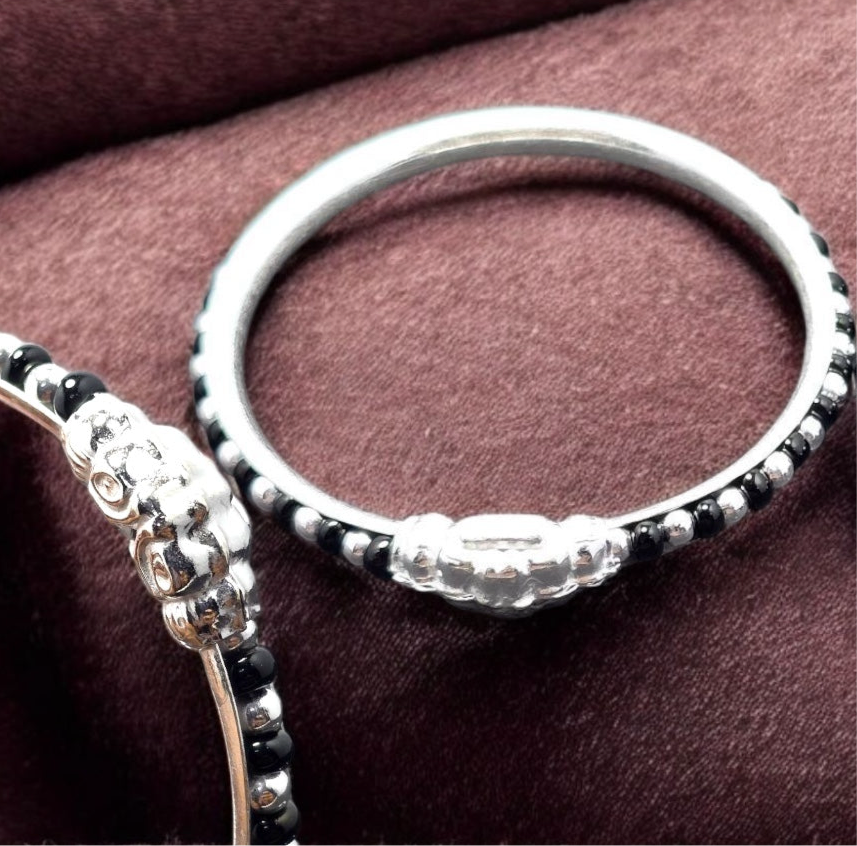 Traditional Black Beaded Baby Hand Kada  (Pair)